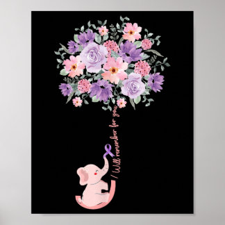 Heimers Awareness Paarse zonnebloem olifant voor M Poster