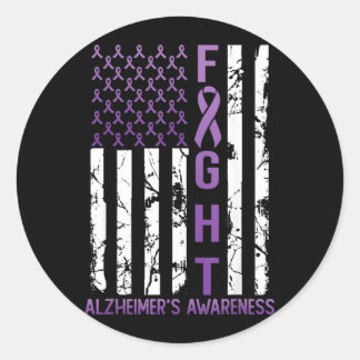 Heimers Bewustzijn Maand Dag Usa Vlag Lint Paars Ronde Sticker