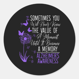 Heimers Disease Awareness Dementia I Draag Paarse Ronde Sticker