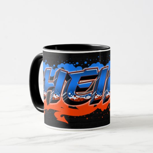 Heinz Vorname Name Graffiti blue orange Tasse (Devant gauche)