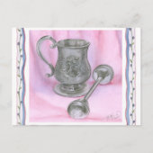 Heirloom Cup & Rattle on Paarse Achtergrond Briefkaart (Voorkant)
