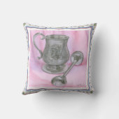 Heirloom Cup & Rattle on Paarse Achtergrond Kussen (Achterkant)