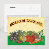 Heirloom Gardener Recipe Kaart Sjabloon (Voorkant / Achterkant)