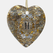 Heirloom Heart Elegant Monogram Keramisch Ornament (Rechts)