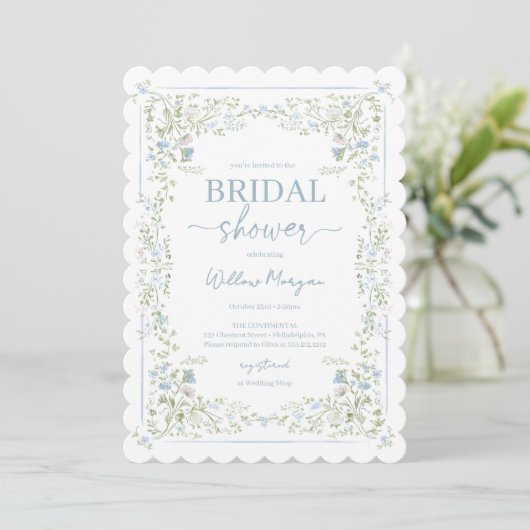 Heirloom Hydrangea Bridal Shower Invitation (Debout devant)