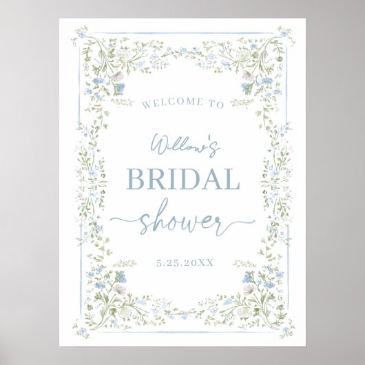 Heirloom Hydrangea Bridal Shower Welcome Poster (Voorkant)