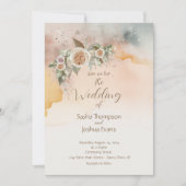 Heirloom  Ivoor Roos Waterverf Bruiloft Kaart (Voorkant)