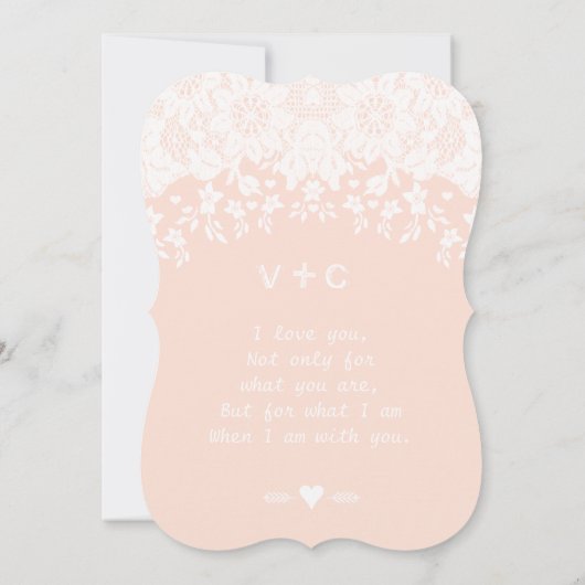 Heirloom Lace Rustic Barn Roze bruiloft Kaart (Achterkant)