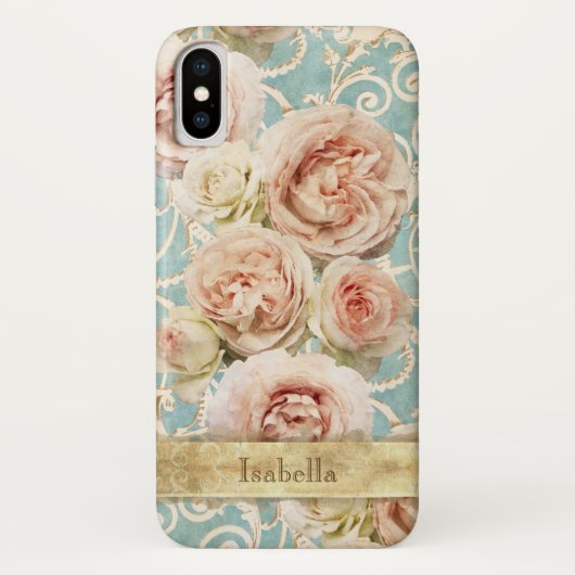 Heirloom Rozen met Damask gepersonaliseerd Case-Mate iPhone Case (Achterkant)