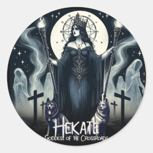 Hekate Godin van het Kruispunt Geesten Ronde Sticker