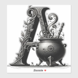 Hekenkoker Hekserige Letter A Aangepaste Initiaal  Sticker