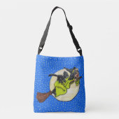 Hekje vliegt op een kamer met zwarte kattenbonen crossbody tas (Achterkant)