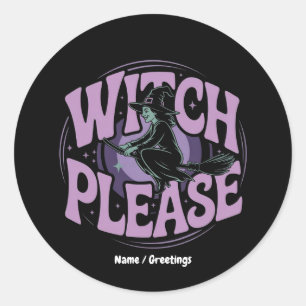 Heks Alsjeblieft Grappig Halloween Feest Spelonkac Ronde Sticker