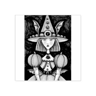 HEKS BAT MEISJE, GOTHIC HALLOWEEN RUBBER STEMPEL