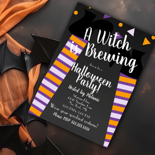 Heks Brouwende Benen Halloween Feest Verjaardag Kaart