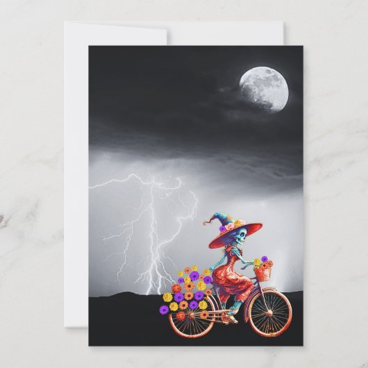 Heks Catrina Halloween Dag van de Doden Kaart (Achterkant)