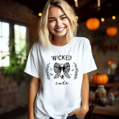 Heks Coquette Zwart Kant Bow Halloween Naam T-shirt
