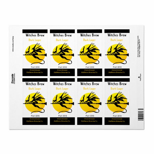 Heks en Gele Maan Flessenetiketten Etiket (Full Sheet)