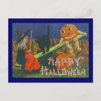  heks en Jack o' Lantern Play Time Briefkaart