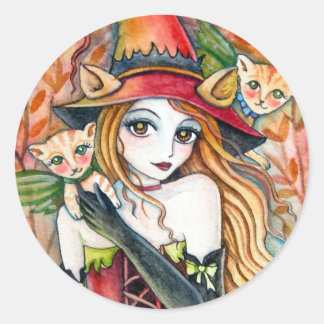 Heks en kat * Blondjes* Sticker