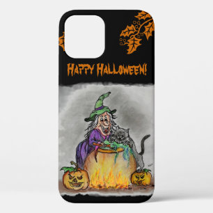 Heks en kat, Gelukkig Halloween! iPhone 12 Hoesje
