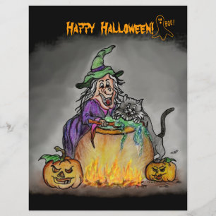 Heks en kat, Gelukkig Halloween! Flyer