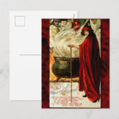 Heks en Ketel Vintage Halloween Feestdagenkaart (Voorkant / Achterkant)