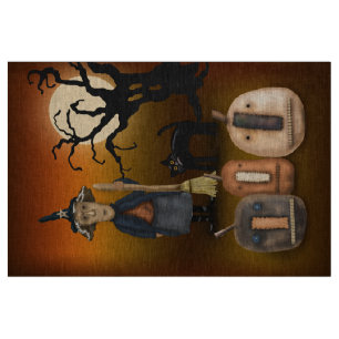 Heks en Pompoenen Prim Halloween Fat Quarter Stof