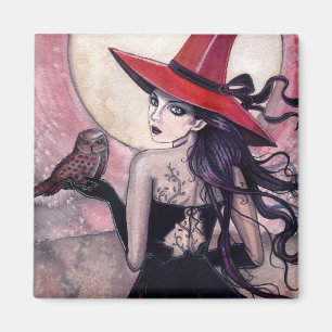 Heks en Uil Fantasy Kunst Magneet