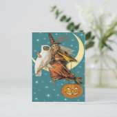 Heks en uil op het Briefkaart (Staand voorkant)