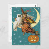 Heks en uil op het Briefkaart (Voorkant / Achterkant)