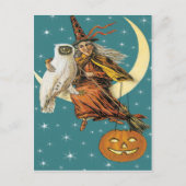 Heks en uil op het Briefkaart (Voorkant)