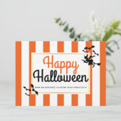 Heks en vleermuizen strepen modern Halloween (Staand voorkant)