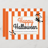 Heks en vleermuizen strepen modern Halloween (Voorkant / Achterkant)