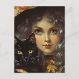  heks en zwarte kat briefkaart