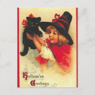  heks en zwarte kat briefkaart