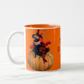 heks en zwarte kat Halloween Mok (Links)