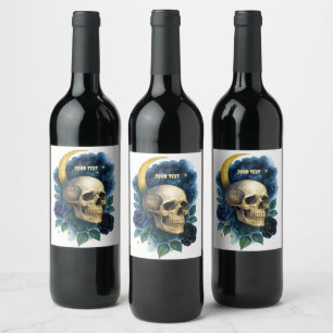 Heks Esthetische Gotische Bloemen Halloween Creepy Wijn Etiket