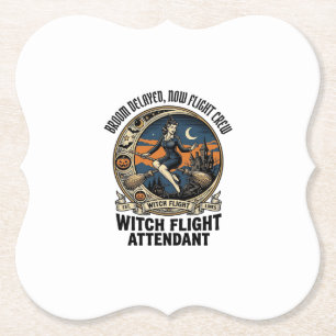 Heks flight attendant Halloween bezem brak ontwerp Kartonnen Onderzetters