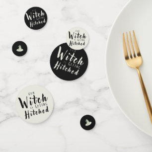 Heks gaat trouwen Halloween bruidsfeest Confetti
