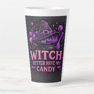 Heks, geef me mijn snoep terug, roze Halloween Latte Mok