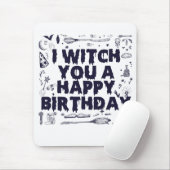 Heks, gefeliciteerd met je verjaardag, grappig spo muismat (Met muis)