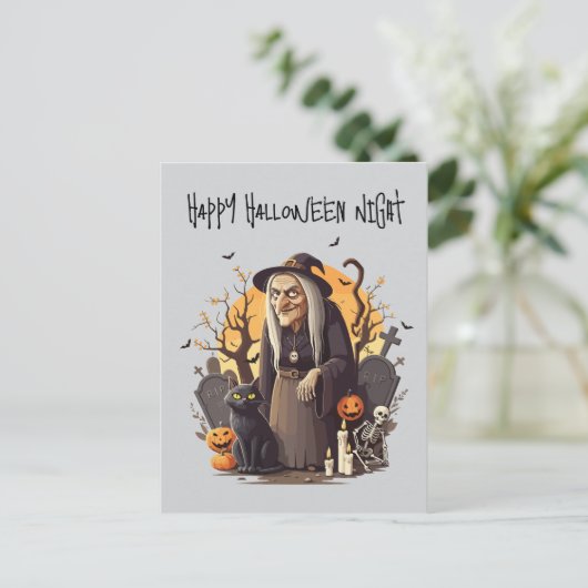 👻 Heks Halloween Ansichtkaart 🎃🧙♀️ Feestdagenkaart (Staand voorkant)