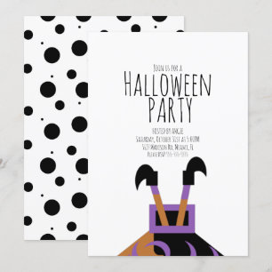 Heks Halloween Cute Verjaardagsfeest Evenement Kaart