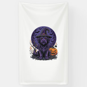 Heks Halloween Hond Pompoen Vector Kunst Spandoek