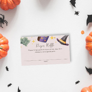 Heks Halloween Meisje Luier Raffle Baby shower Informatiekaartje