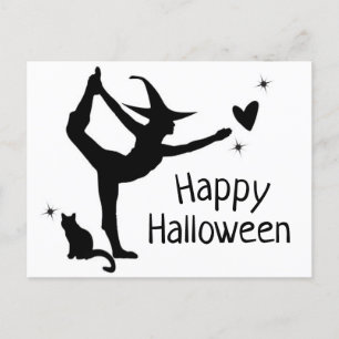 Heks Halloween Namaste Yoga Zwart Wit Modern Briefkaart