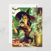  Heks Halloween Pin-Up Briefkaart (Voorkant / Achterkant)