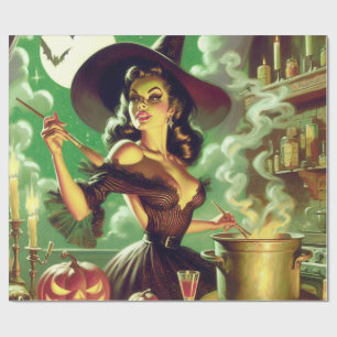 Heks Halloween Pin-Up Cadeaupapier