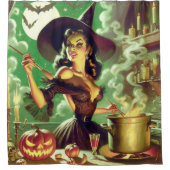  Heks Halloween Pin-Up Douchegordijn (Voorkant)